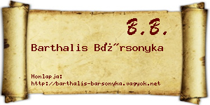 Barthalis Bársonyka névjegykártya